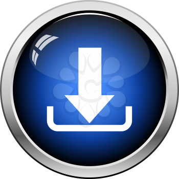Download Icon. Glossy Button Design. Vector Illustration.
