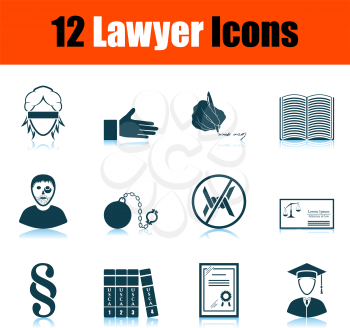 Lawyer Icon Set. Shadow Reflection Design. Vector Illustration.