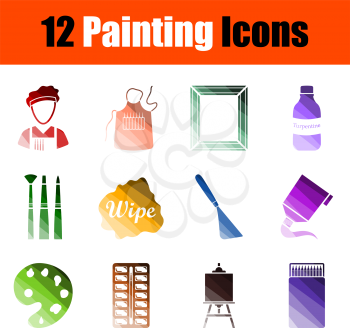 Painting Icon Set. Flat Color Ladder Design. Vector Illustration.