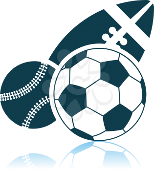 Sport Balls Icon. Shadow Reflection Design. Vector Illustration.
