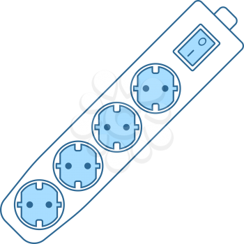 Electric Extension Icon. Thin Line With Blue Fill Design. Vector Illustration.