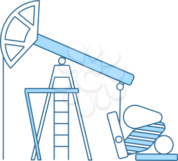 Oil Pump Icon. Thin Line With Blue Fill Design. Vector Illustration.