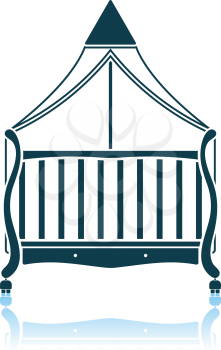 Crib With Canopy Icon. Shadow Reflection Design. Vector Illustration.