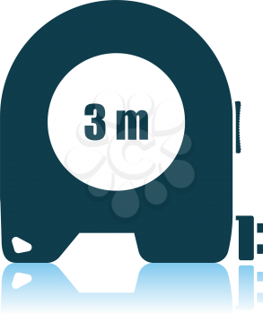 Icon Of Constriction Tape Measure. Shadow Reflection Design. Vector Illustration.