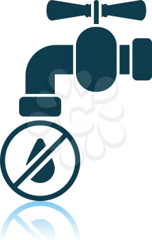Water Faucet With Dropping Water Icon. Shadow Reflection Design. Vector Illustration.
