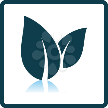 Spa Leaves Icon. Square Shadow Reflection Design. Vector Illustration.