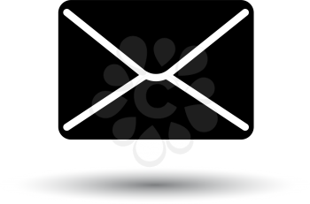 Mail Icon. Black on White Background With Shadow. Vector Illustration.