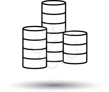 Coin Stack Icon. Black on White Background With Shadow. Vector Illustration.