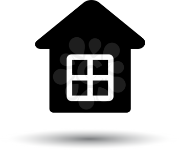 Home Icon. Black on White Background With Shadow. Vector Illustration.