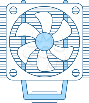 CPU Fan Icon. Thin Line With Blue Fill Design. Vector Illustration.