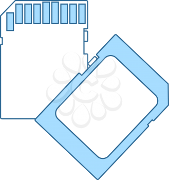 Memory Card Icon. Thin Line With Blue Fill Design. Vector Illustration.