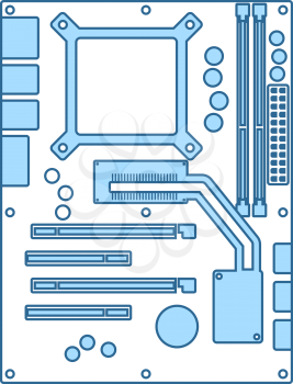 Motherboard Icon. Thin Line With Blue Fill Design. Vector Illustration.