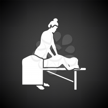 Woman Massage Icon. White on Black Background. Vector Illustration.