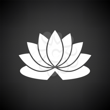 Lotus Flower Icon. White on Black Background. Vector Illustration.