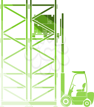 Warehouse Forklift Icon. Flat Color Ladder Design. Vector Illustration.