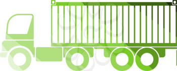 Container Truck Icon. Flat Color Ladder Design. Vector Illustration.
