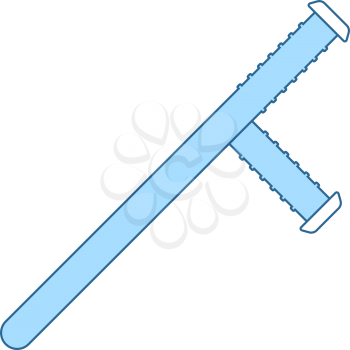 Police Baton Icon. Thin Line With Blue Fill Design. Vector Illustration.