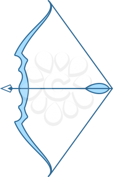 Bow With Arrow Icon. Thin Line With Blue Fill Design. Vector Illustration.
