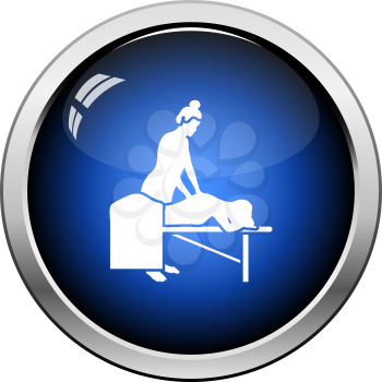 Woman Massage Icon. Glossy Button Design. Vector Illustration.