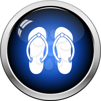 Spa Slippers Icon. Glossy Button Design. Vector Illustration.