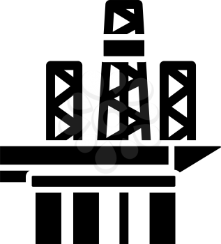 Oil Sea Platform Icon. Black Stencil Design. Vector Illustration.