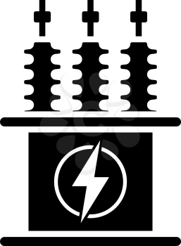 Electric Transformer Icon. Black Stencil Design. Vector Illustration.