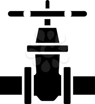 Pipe Valve Icon. Black Stencil Design. Vector Illustration.