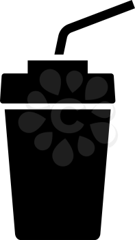 Cinema Soda Drink Icon. Black Stencil Design. Vector Illustration.