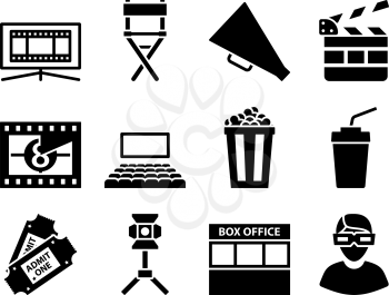 Cinema Icon Set. Fully editable vector illustration. Text expanded.