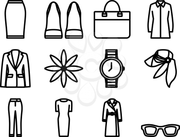 Clothes Icon Set. Bold outline design with editable stroke width. Vector Illustration.