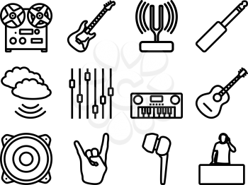 Music Icon Set. Bold outline design with editable stroke width. Vector Illustration.