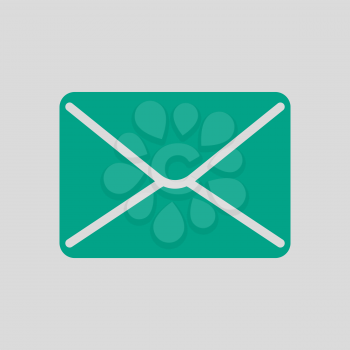 Mail Icon. Green on Gray Background. Vector Illustration.