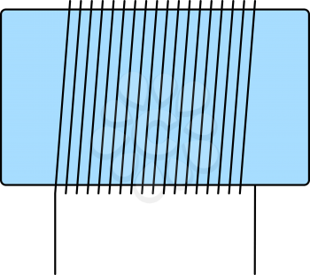 Inductor Coil Icon. Thin Line With Blue Fill Design. Vector Illustration.