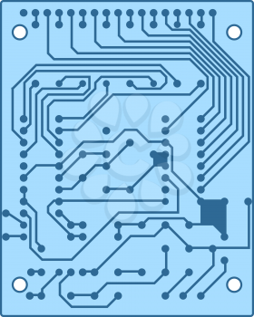 Circuit Icon. Thin Line With Blue Fill Design. Vector Illustration.