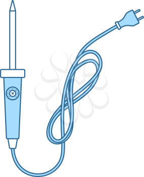 Soldering Iron Icon. Thin Line With Blue Fill Design. Vector Illustration.