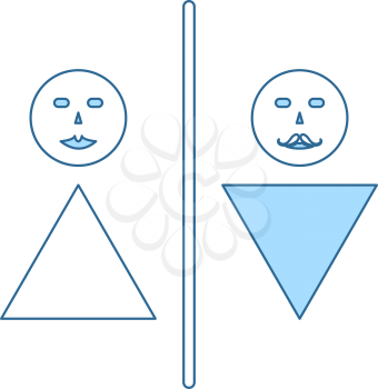 Toilet Icon. Thin Line With Blue Fill Design. Vector Illustration.