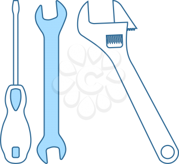 Wrench And Screwdriver Icon. Thin Line With Blue Fill Design. Vector Illustration.