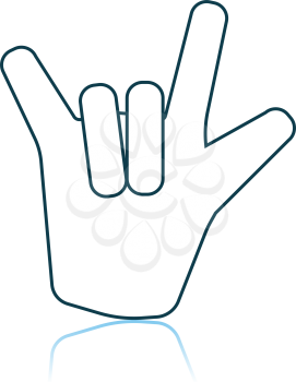 Rock Hand Icon. Shadow Reflection Design. Vector Illustration.