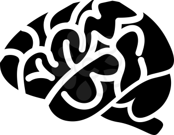 Brain Icon. Black Stencil Design. Vector Illustration.