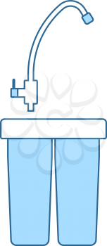 Water Filter Icon. Thin Line With Blue Fill Design. Vector Illustration.