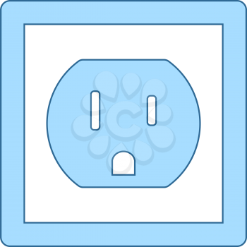 Electric Outlet Icon. Thin Line With Blue Fill Design. Vector Illustration.