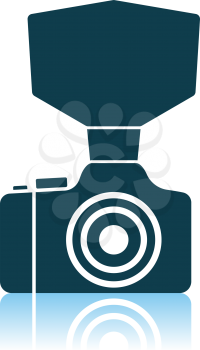 Camera With Fashion Flash Icon. Shadow Reflection Design. Vector Illustration.