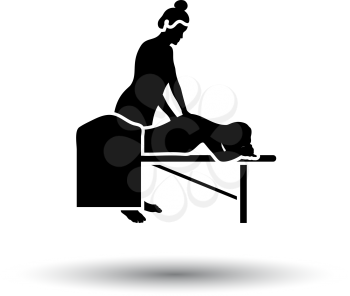 Woman Massage Icon. Black on White Background With Shadow. Vector Illustration.