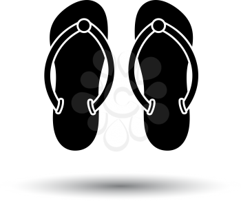 Spa Slippers Icon. Black on White Background With Shadow. Vector Illustration.