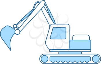 Icon Of Construction Excavator. Thin Line With Blue Fill Design. Vector Illustration.