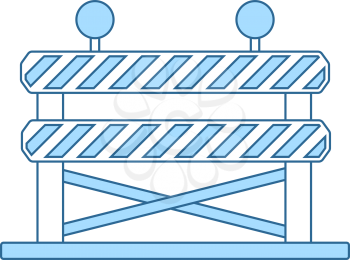Icon Of Construction Fence. Thin Line With Blue Fill Design. Vector Illustration.