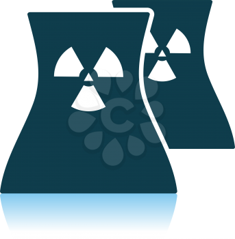 Nuclear Station Icon. Shadow Reflection Design. Vector Illustration.