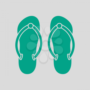 Spa Slippers Icon. Green on Gray Background. Vector Illustration.