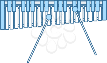 Xylophone Icon. Thin Line With Blue Fill Design. Vector Illustration.