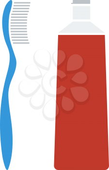 Toothpaste And Brush Icon. Flat Color Design. Vector Illustration.